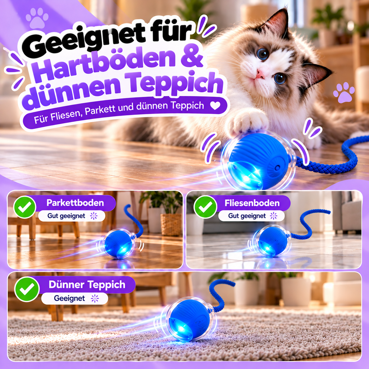 Flitzball – Interaktiver Katzenball mit Schweif