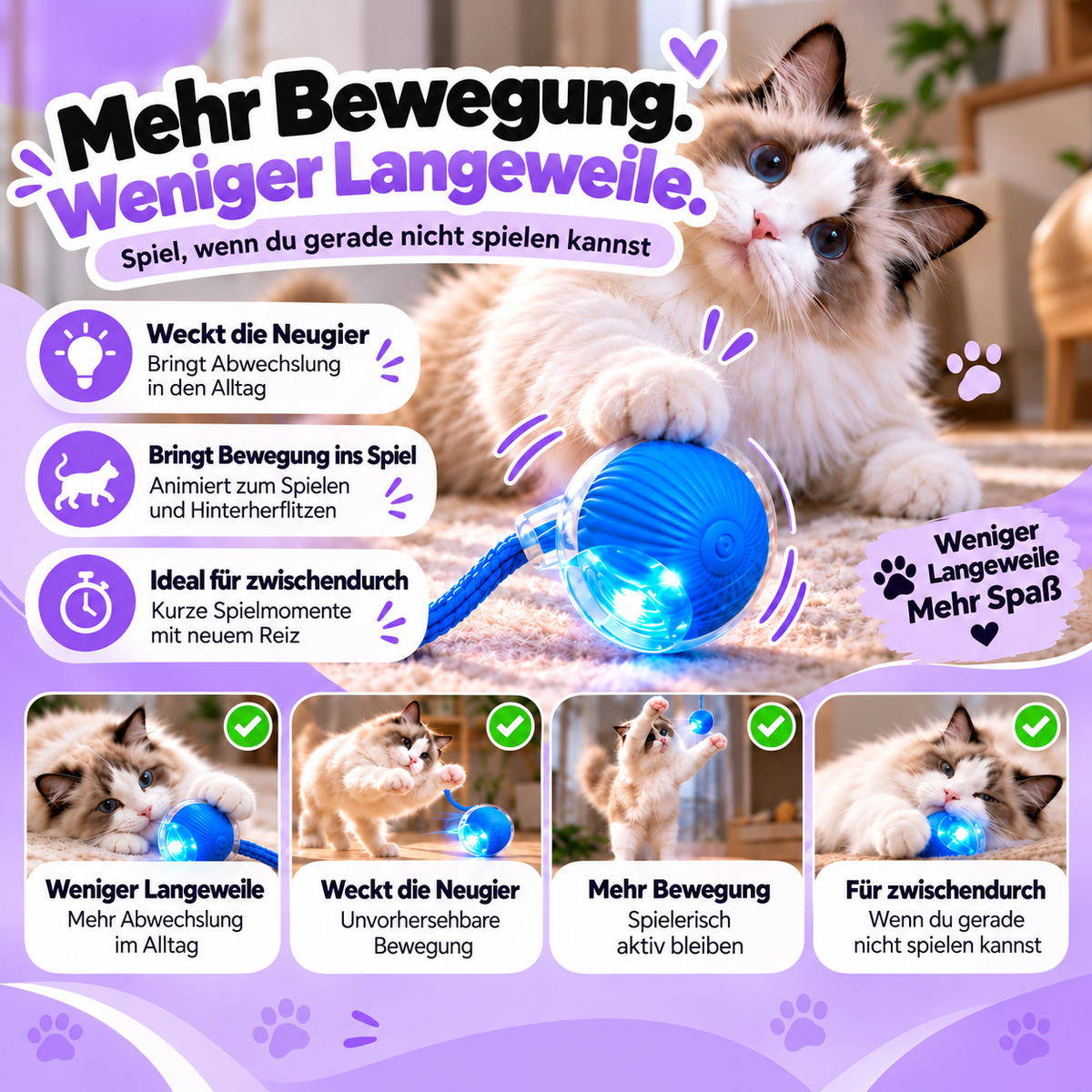 Flitzball – Interaktiver Katzenball mit Schweif